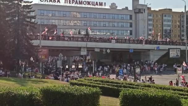 Protes oposisi terbesar di Minsk. — Stok Video
