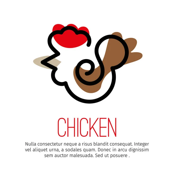 Icono moderno en un estilo fino de moda. Pollo estilizado sobre fondo blanco . — Archivo Imágenes Vectoriales