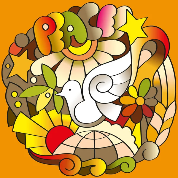 Kreatív poszter sablon-trendi színes háttér. Fényes textúra firka elemekkel. A világbéke témája. Jogdíjmentes Stock Illusztrációk