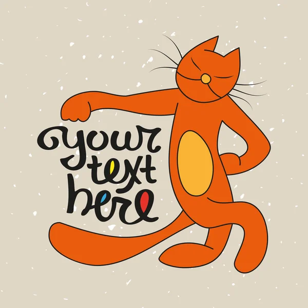 Kézzel rajzolt poszter sablon. Doodle elemek. Egy vörös macska stilizált képe a szöveg helyére. Jogdíjmentes Stock Vektorok