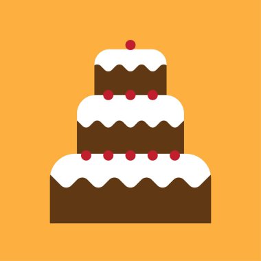 Çikolatalı kek kiraz ve beyaz krem. Vektör çizim