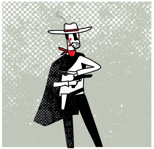 Vaquero Fumando Cigarrillo Disparando Vector — Archivo Imágenes Vectoriales