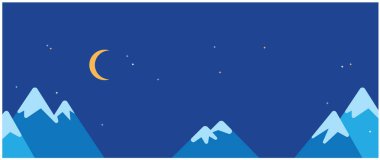 Gece dağlar başında arka plan. Vektör çizim