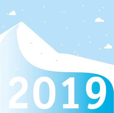 2019 karlı dağlar arka plan. Vektör çizim