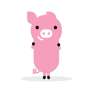 şirin komik domuz karakter. vektör çizim