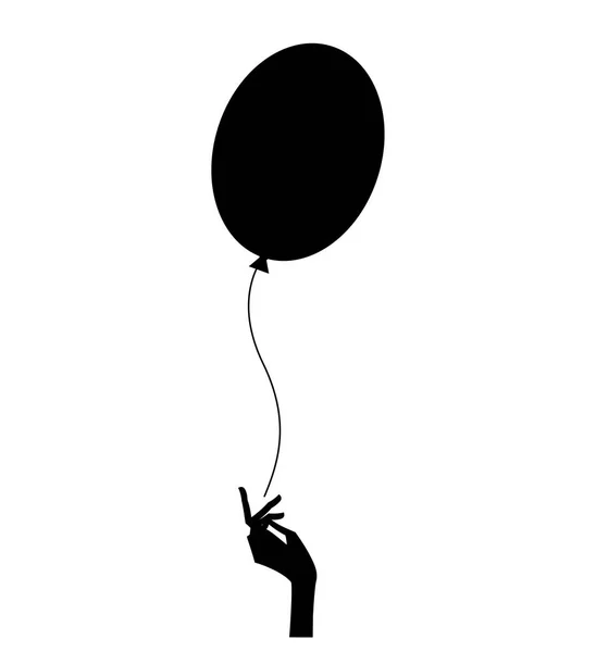 Balon salıverme kadın el silüeti. Vektör çizim.