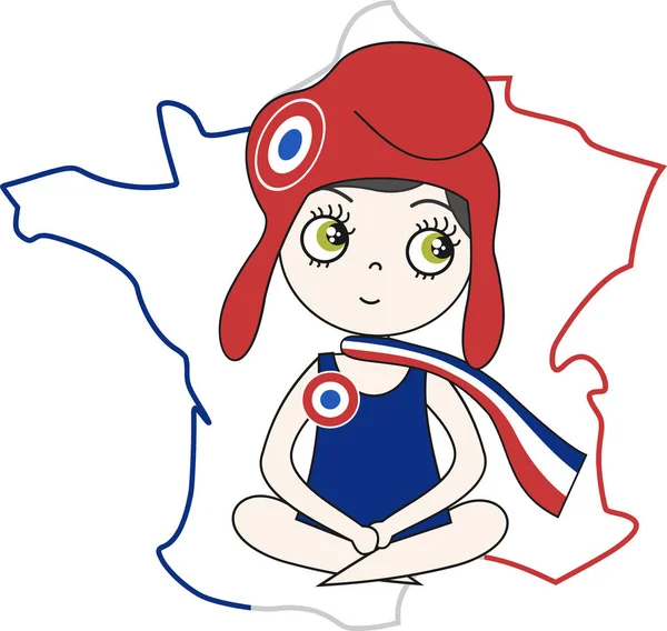 Marianne Française Assise Devant Une Carte France — Image vectorielle