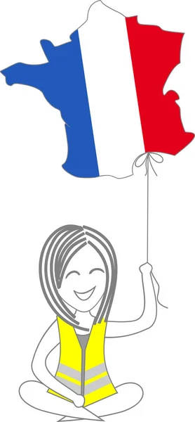 Osoba Žluté Vesty Drží Mapu Francie Ruce Jak Odletí — Stockový vektor