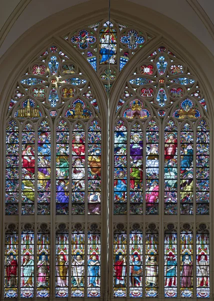 Glassmaleri Fra Kirke Brugge Historiske Sentrum Belgia – stockfoto