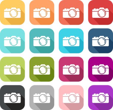 Düz tasarım kamera setinin Simgelerini ayarlama