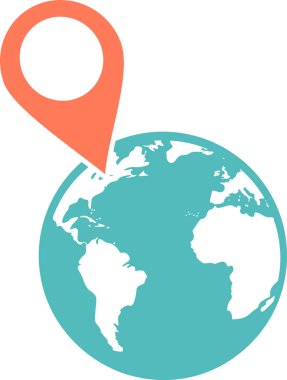 Bir konumu göstermek için bir küreye yerleştirilmiş bir pin