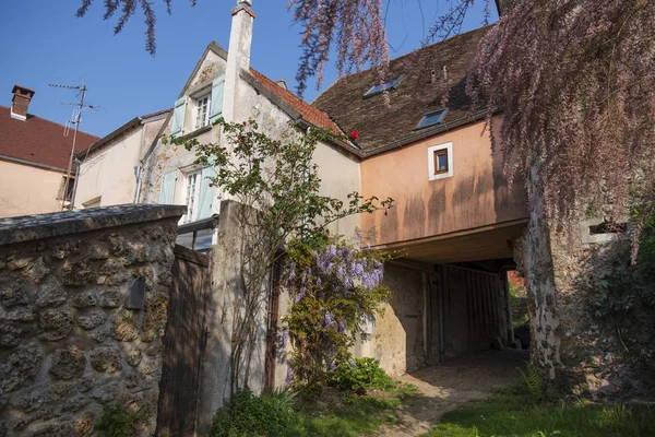 Detal Starego Średniowiecznego Domu Dolinie Chevreuse Francji — Zdjęcie stockowe