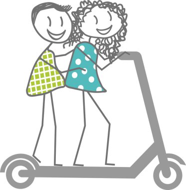 Bir kız ve bir erkek aynı scooter üzerinde seyahat