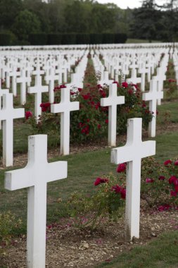 Verdun, Fransa 'da bir askeri mezarlıkta Beyaz Haç