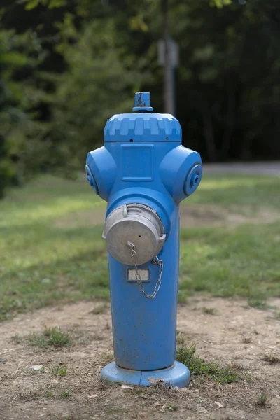 Hidrante Fogo Azul Para Bombeiros — Fotografia de Stock