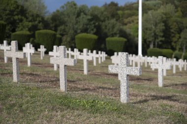 Fransa 'daki Birinci Dünya Savaşı' nın askerlerinin onuruna askeri mezarlık.