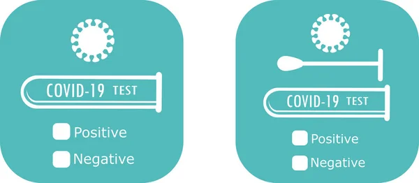 Pozitif ya da negatif sonuç için işaretli COVID-19 virüs test simgesi