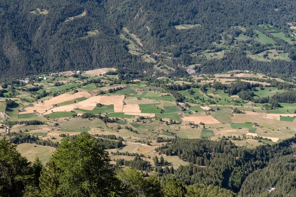 Různá Pole Obdělávaná Údolí Hor Alpách Francii — Stock fotografie