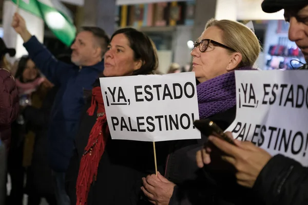 Dozens People Protest Demonstration Invasion Palestine Marzo 2024 Madrid Spain — Stock Photo, Image