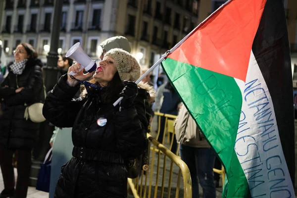 Decine Persone Protestano Durante Manifestazione Contro Invasione Della Palestina Marzo — Foto Stock