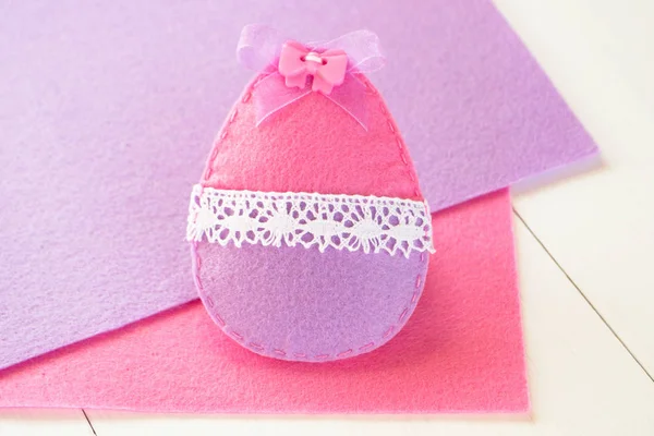 Felt Easter Egg How Make Easter Egg Decoration Step Diy — Stock Photo, Image