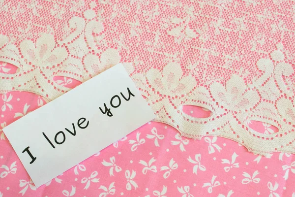 Words Love You Isolated Fabric Background Romantic Background — 스톡 사진