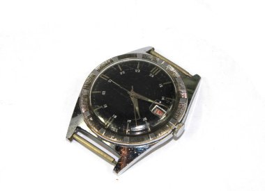 Antika antika saat izlemek kronometre üzerinde beyaz arka plan