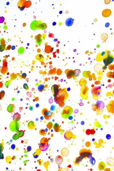 Waterverf Gekleurde Paint Drip Splatters Spots Voor Achtergrond — Stockfoto