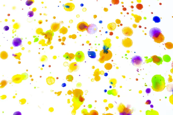 Waterverf Gekleurde Paint Drip Splatters Spots Voor Achtergrond — Stockfoto