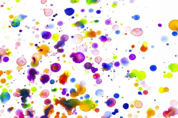 Waterverf Gekleurde Paint Drip Splatters Spots Voor Achtergrond — Stockfoto