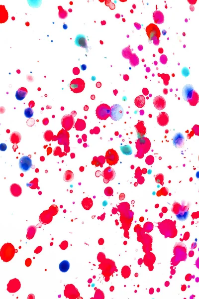 Waterverf Gekleurde Paint Drip Splatters Spots Voor Achtergrond — Stockfoto