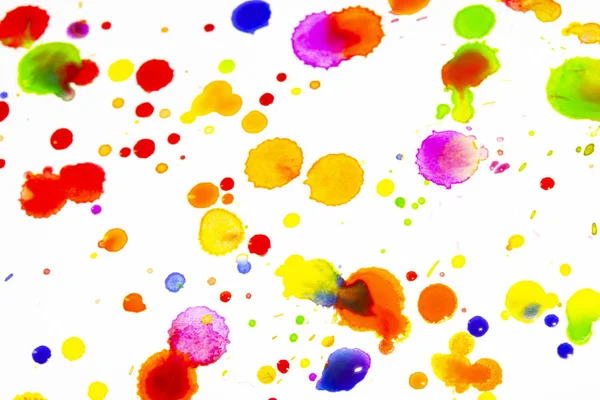 Waterverf Gekleurde Paint Drip Splatters Spots Voor Achtergrond — Stockfoto