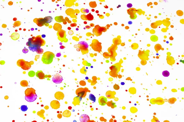 Waterverf Gekleurde Paint Drip Splatters Spots Voor Achtergrond — Stockfoto