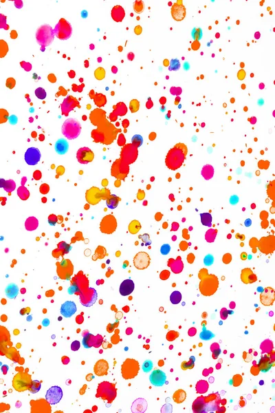 Waterverf Gekleurde Paint Drip Splatters Spots Voor Achtergrond — Stockfoto