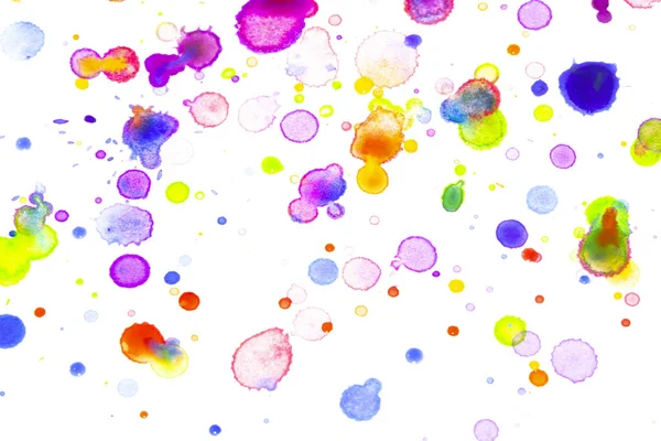 Waterverf Gekleurde Paint Drip Splatters Spots Voor Achtergrond — Stockfoto