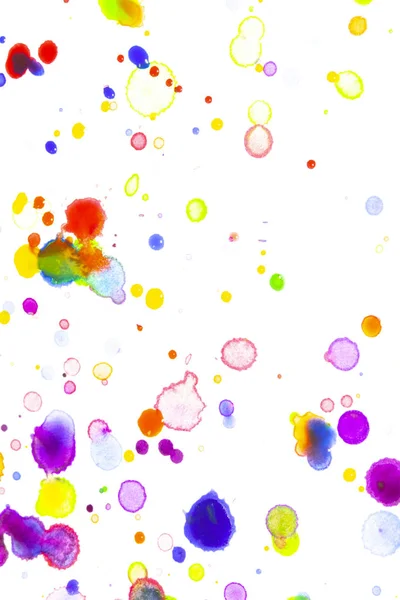 Waterverf Gekleurde Paint Drip Splatters Spots Voor Achtergrond — Stockfoto