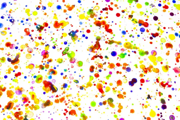 Waterverf Gekleurde Paint Drip Splatters Spots Voor Achtergrond — Stockfoto