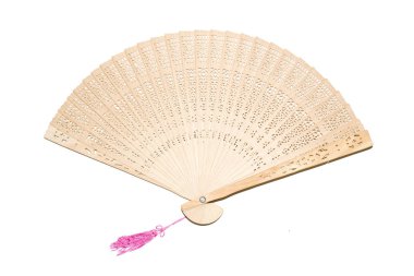 Beyaz arka plan üzerinde kıta el Fan 