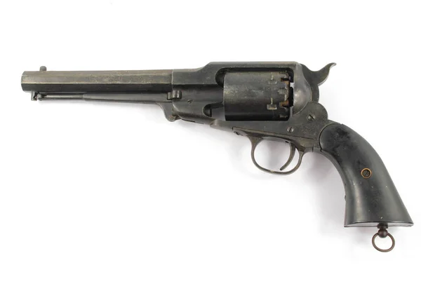 Antika Vintage Pistol Pistol Revolver Vit Bakgrund — Stockfoto