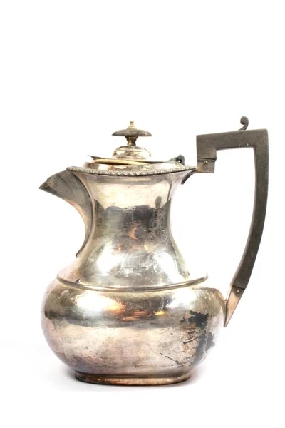 Vintage Antique Steam Punk Style Kettle Teapot White Background — Stock Photo, Image