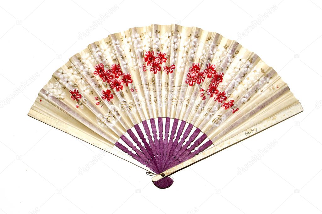 Continental Hand Fan on White Background 