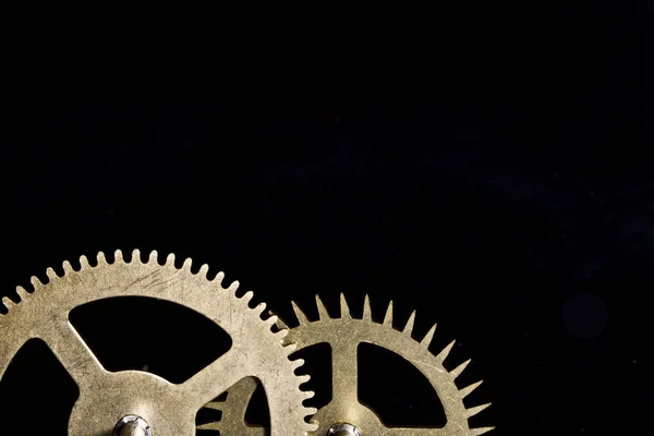 Vintage Watch Clock Cogs on Black Background