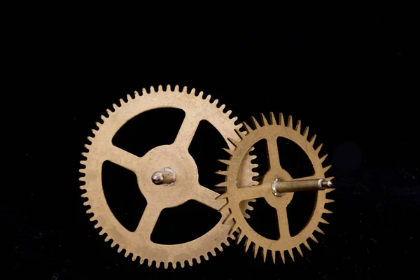 Vintage Watch Clock Cogs on Black Background