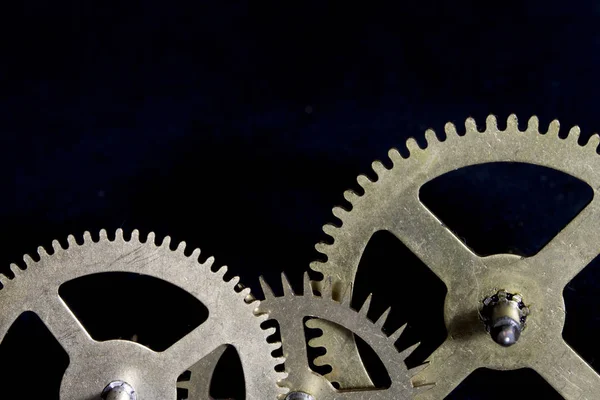 Vintage Watch Clock Cogs on Black Background