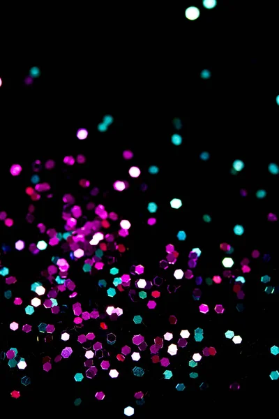 Glitter Bokeh Konfeti Siyah Arka Plan Üzerine — Stok fotoğraf