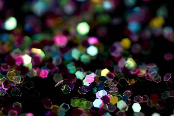 Glitter Bokeh Confetti Zwarte Achtergrond — Stockfoto