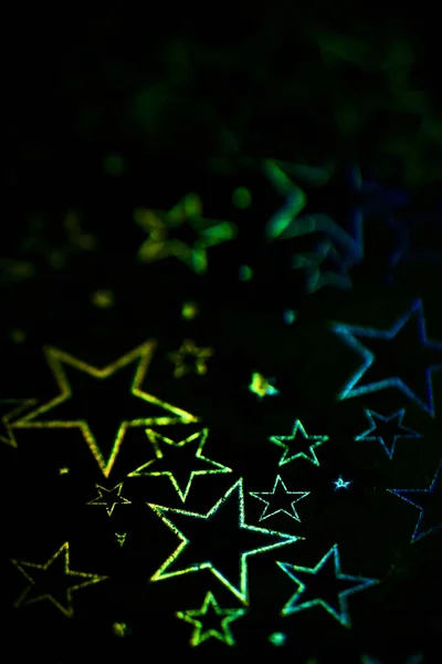 Estrelas Holográficas Fundo Preto — Fotografia de Stock