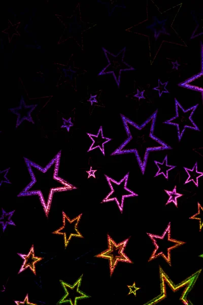 Holografické Hvězdy Černém Pozadí — Stock fotografie