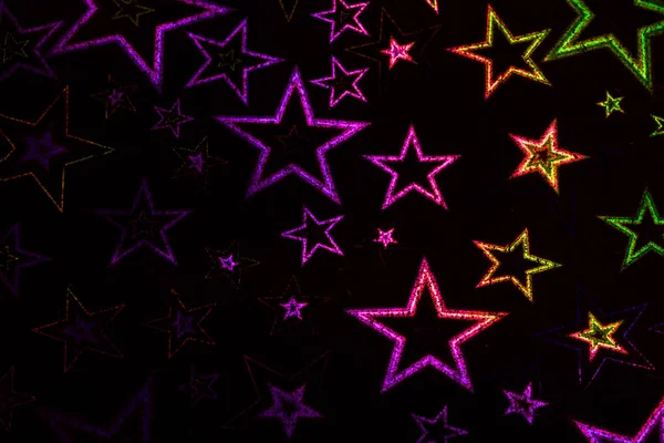 Estrelas Holográficas Fundo Preto — Fotografia de Stock