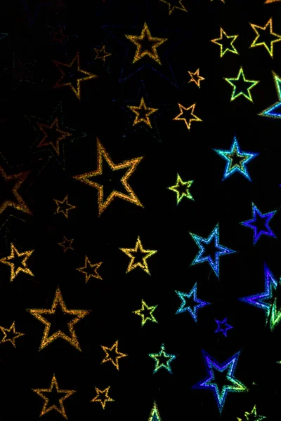 Holographic Stars Black Background — Stock Photo, Image